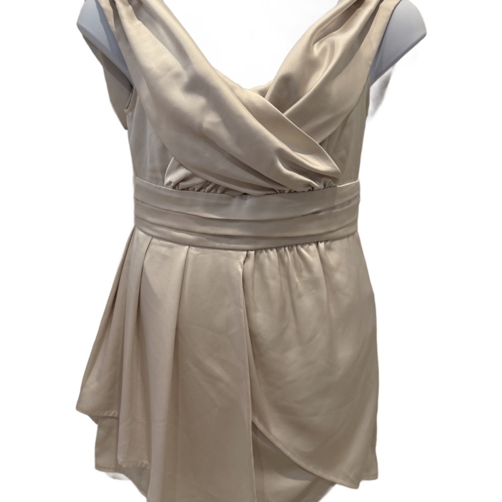 Lulu’s Always Celebrating Ivory Off-Shoulder Satin Dress, Size Large - Picture 4 of 8